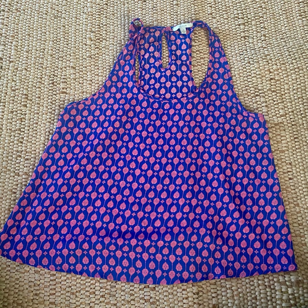 Soprano Blue and Pink Patterned Tank Top